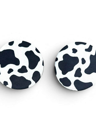 Black and White Cow Print Neoprene Car Coasters