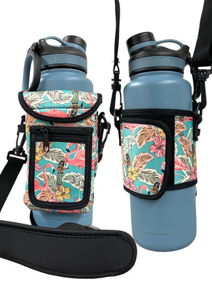 Hawaiian Flamingo Wrap Around Drink Pocket - Drink Handlers
