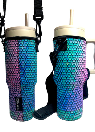 Purple Mermaid 40oz Tumbler With Handle Sleeve