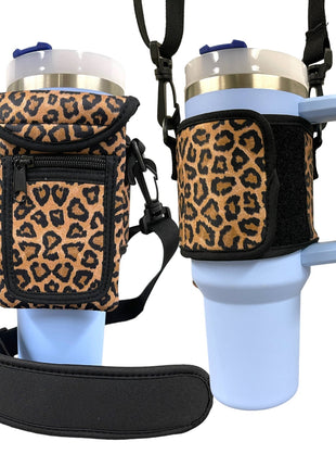 Leopard Wrap Around Drink Pocket - Drink Handlers