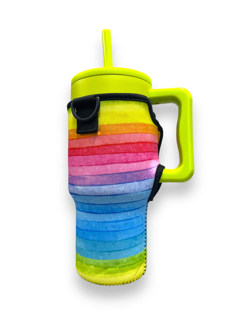 Rainbow 25-35oz Tumbler With Handle Sleeve