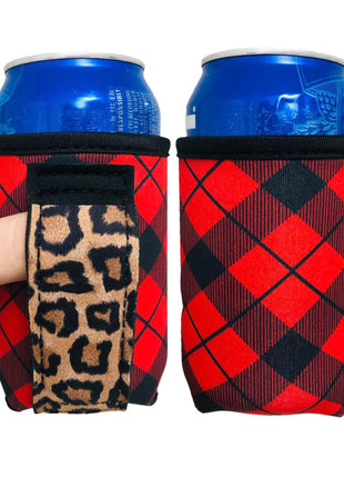 Red Plaid w/ Leopard 12oz Stubby Can Handler™