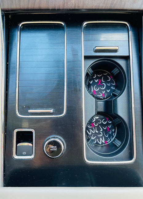 Pink Ribbon Neoprene Car Coasters