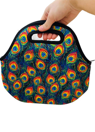 Peacock Feathers Lunch Bag Tote