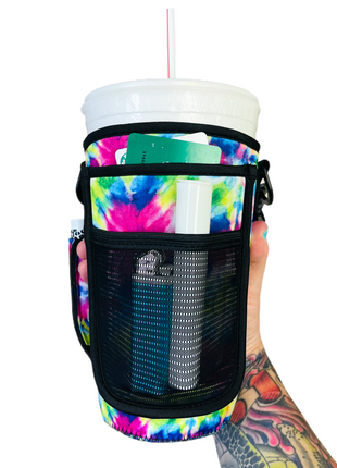 Purple Tie Dye 30-40oz Tumbler Handler™  With Carrying Strap