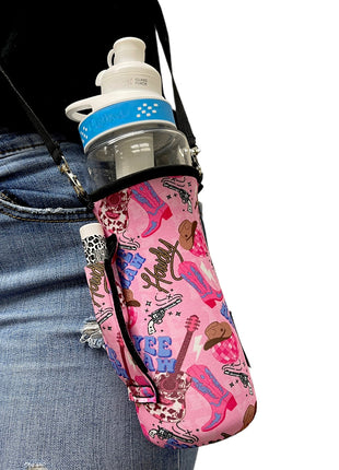 16oz Water Bottle Handler  W/ Carrying Strap