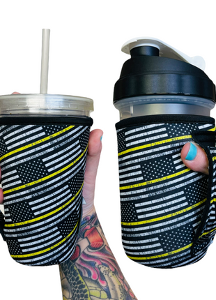 Yellow Line 16oz PINT Glass / Medium Fountain Drinks and Tumbler Handlers™
